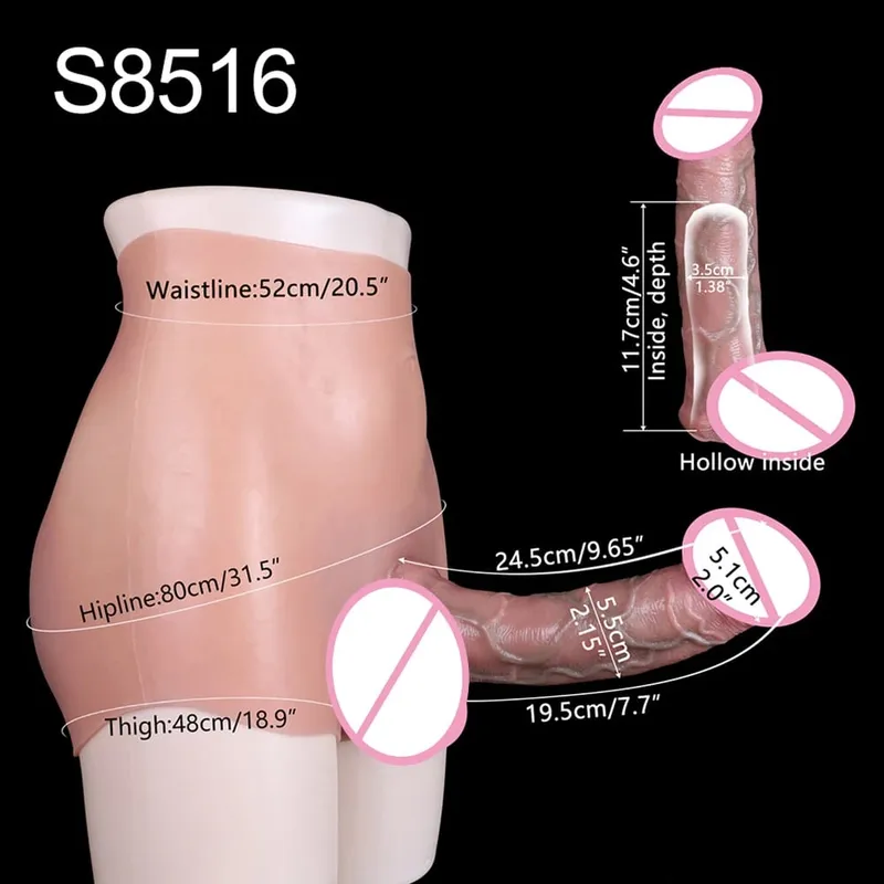 หนา Hollow Dildo ชายสายรัดขนาดใหญ่ Hollow Dildo Dick Extender ซิลิโคนสมจริงอวัยวะเพศชายขนาดใหญ่ของเล่นสำหรับคู่รัก Sex