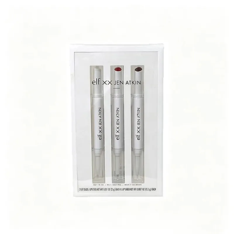 e.l.f. ELF X Jen Atkin Double-End Lip Liner & Gloss Pen 3Pcs Makeup Set with Vivid Red Lip Shade for Daily Lip Styling