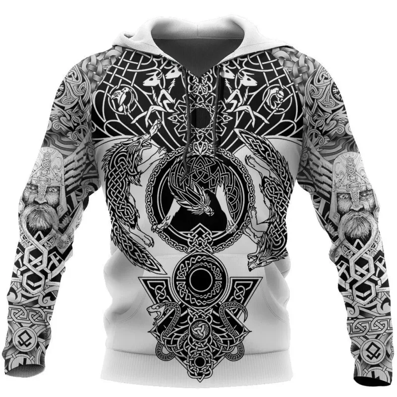 2024 New Hoodie 3d Viking Harajuku Print Pullover Men's Hooded Sweatshirt Oversized Vintage Male Clothing Fall Long Sleeve — image 3