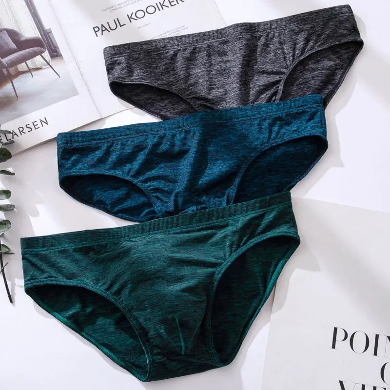 Men's Sexy Brief Ice Silk Elastic Quick Dry Cool Feel Underwear Youth Low-rise U Convex Pouch Sports Panties Comfortable Mankini — image 5