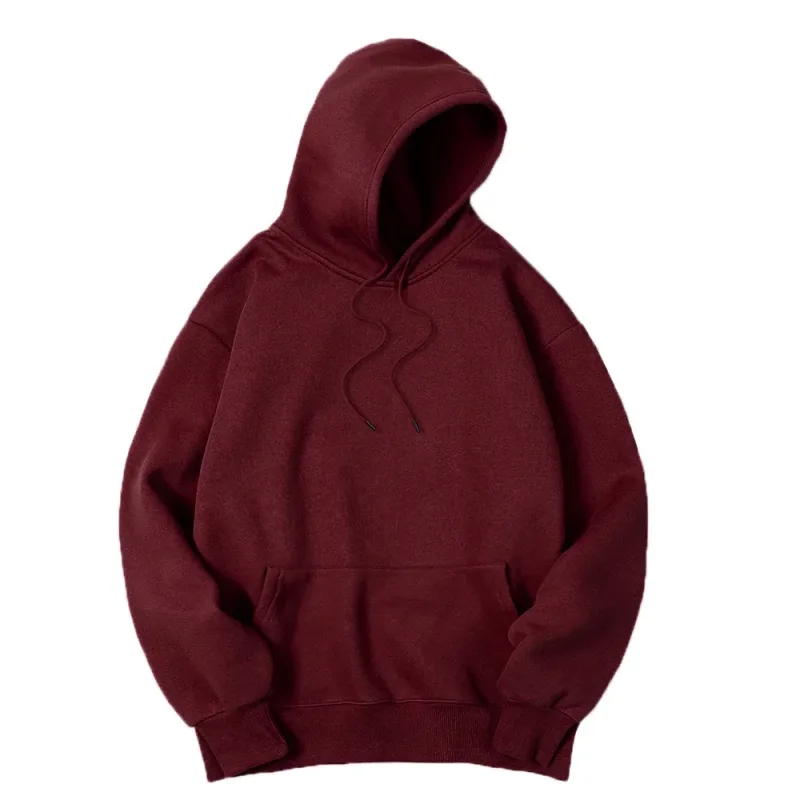 2025 Men's Solid Color Hooded Sweaters Men's Warm Wool Sweater Fashionable Street Clothing Loose Breathable Jersey Brand Hooded — image 5