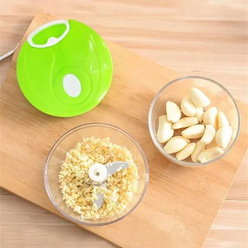 Food Shredder Processor Mini Manual Rope Garlic Cutter Meat Mincer Vegetable Onion Cutter Garlic Masher Kitchen Tools Portable — image 3