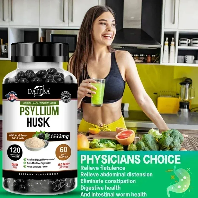 Psyllium Husk Capsules Non-GMO Gluten-free Natural Soluble Fiber Beneficial To Intestinal Digestion Detox and Bowel Health — image 6