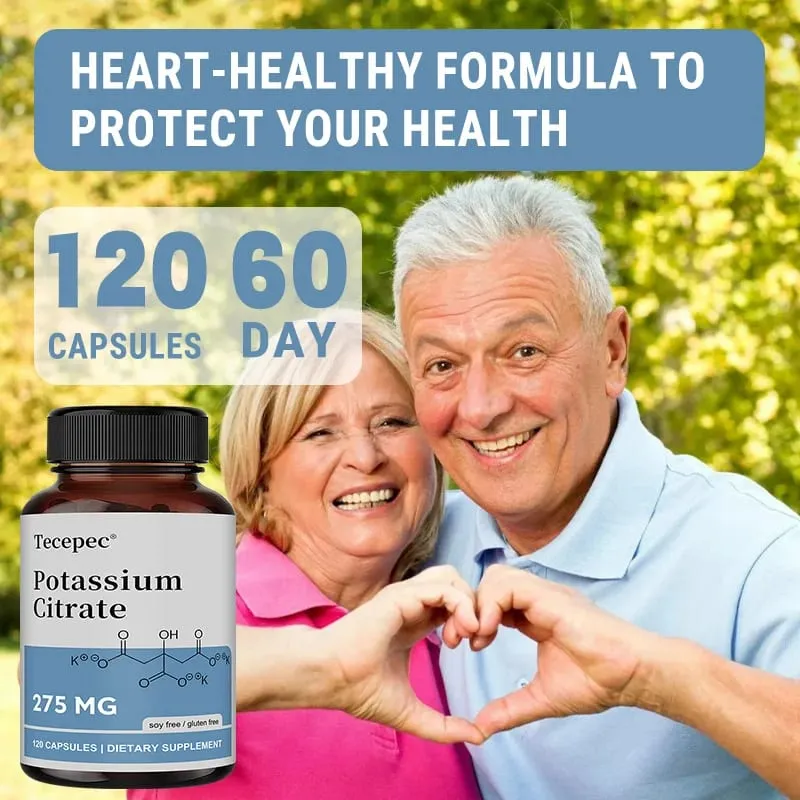 Potassium Citrate Capsules - Maintain Cell Function Strong Joints and Bone Health Regulate Blood Pressure Nerve Conduction — image 1