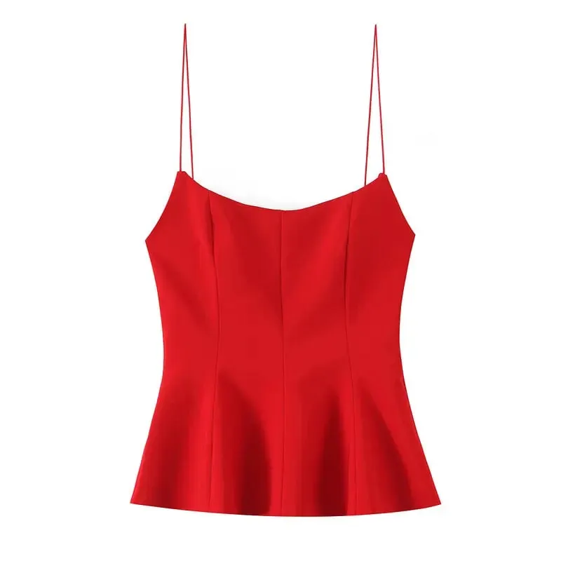 Ele Bal Crop Top Women's Faion Spring Summer Slim Fit Elastic Skirt Sle Hemline New Arrival Vest Strap Tops