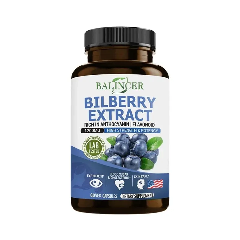 Bilberry Extract Supplements - Rich in Antioxidants Promote Vision Health and Protect Eyes Promote Brain Health