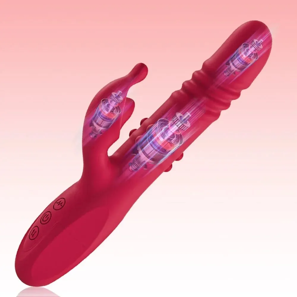 Rabbit Vibrator for Women 10-Speed Thrusting Dildo Clit & G-Spot Stimulator Rotating Mode Couples Sex Toy for Pleasure