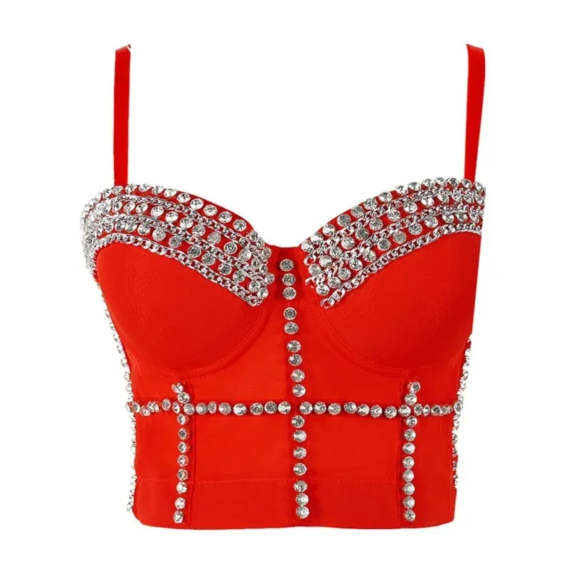Visivane Rivet Beading y2k Tank Tops Women Bra Blusas Short Corset Woman Clothing Stage Party Shaper Ladies Crop Shirt Camis — image 12