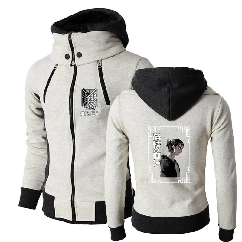 2025 Japanese Anime Jacket Spring And Autumn Man's Stand-Up Collar Hoodies Attack on Titan Logo Print Sports Comfortable Coat — image 9