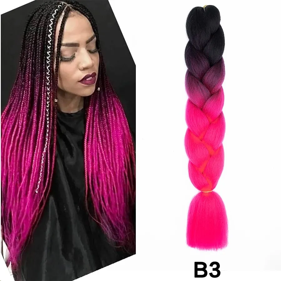 24 Inch Synthetic Jumbo Braid Pure And Ombre Braiding Hair Extensions For Women DIY Jumbo Hair Braids Black Green Gray Brown — image 40