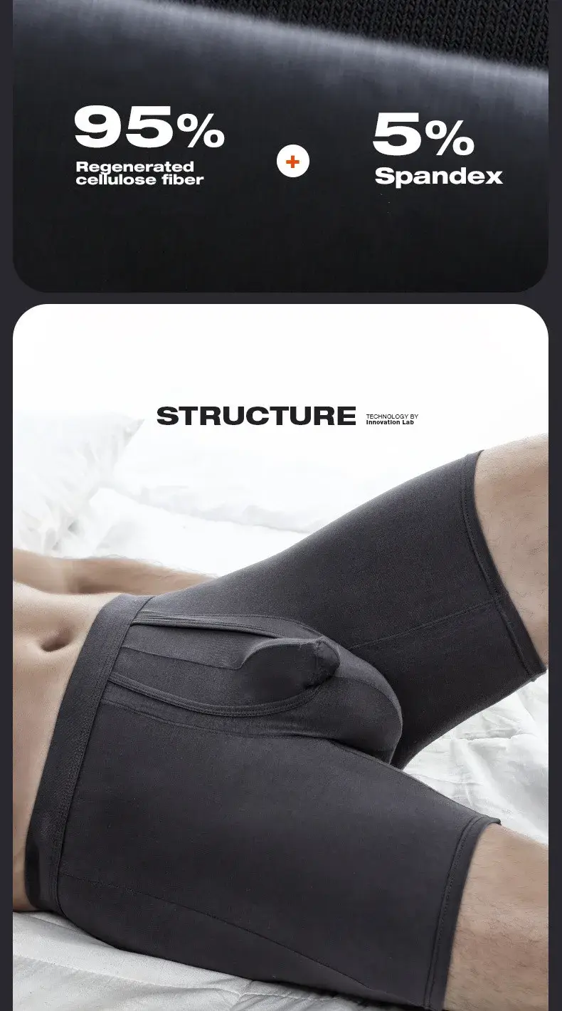 Mens Underwear Modal Boxers Shorts Homme Solid Panties Breathable Separation Bullet Pouch Long Leg Underpants Large Size XL-6XL — image 7