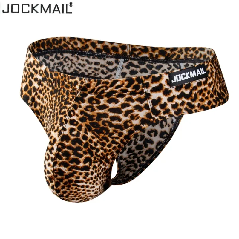 Jockmail Sexy Men Bikini Brief Underwear Leopard Grain Penis Pouch Jockstrap G-strings Thong Cuecas Gay Male Panties Slip Homme — image 10