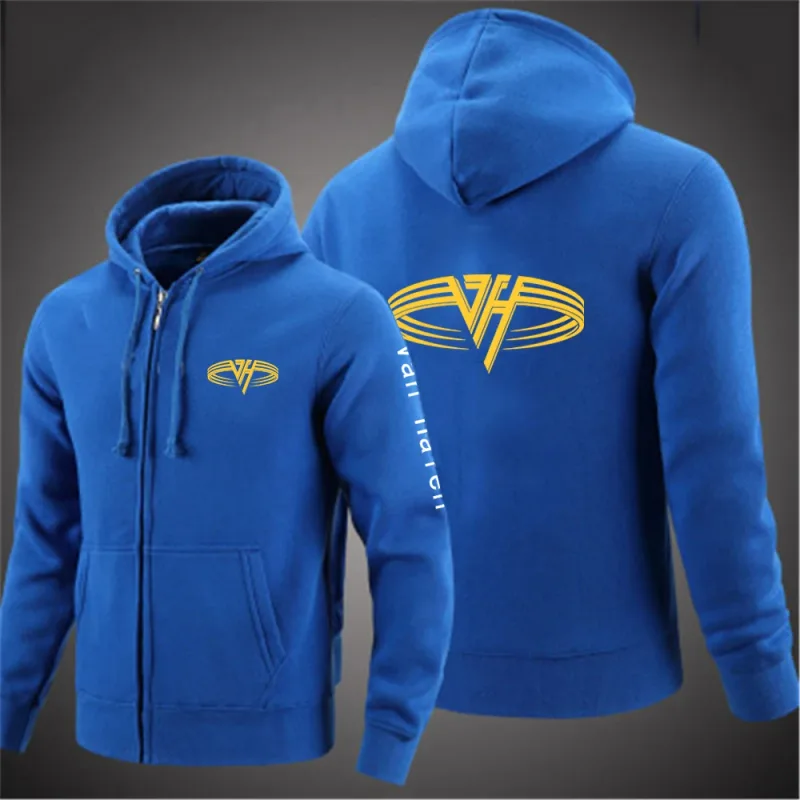 2024 Spring Autumn Van Halen Logo Printing Solid Color Classic Hooded Hoodies Men's Trendy Sports Casual Long Sleeve Loose Coat — image 3