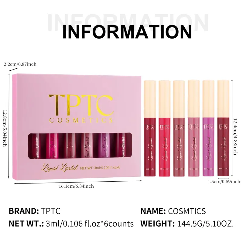 6-pack matte matte lipstick lip glaze long-lasting non-stick cup non-fading velvet lipstick lip gloss — image 7
