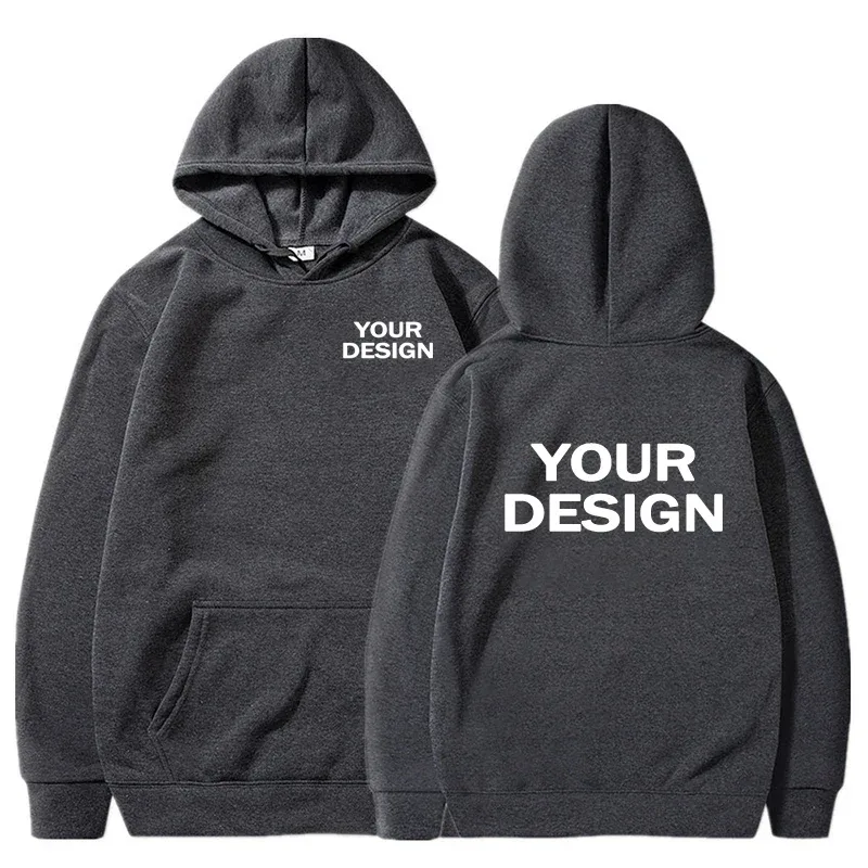 Sweat à capuche à manches longues pour hommes et femmes, imprimé personnalisé, ample, tenue décontracté, couleur unie, personnalité, Streetwear — image 14