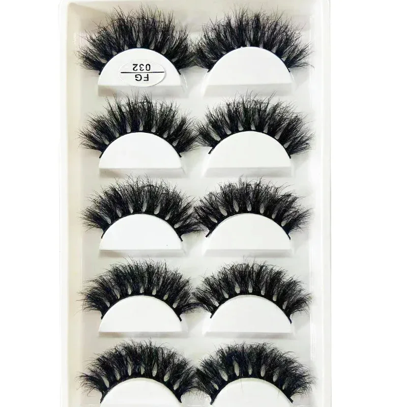 5Pairs Handmade Mink Lashes Short False Eyelashes Dense Natural Long Messy Eye Lashes Reusable Stage Makeup Eyelashes — image 40