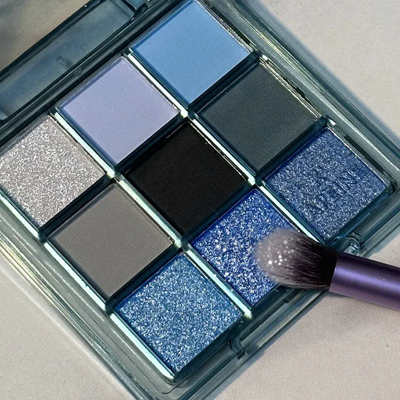 9 Colors Dark Punk Smoked Eyeshadow Palette Blue Black Pearl Matte Eye Shadow Makeup Palette Brightening Shimmer Lying Silkworm — image 2