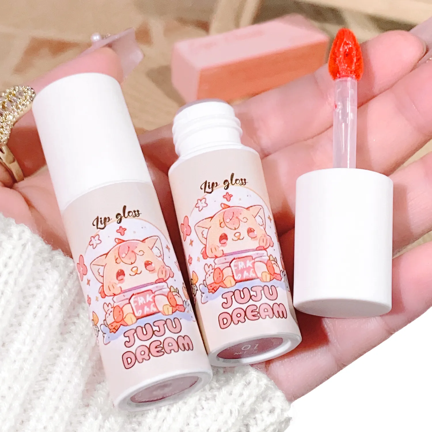 velvet lip glaze matte matte fake plain white honey peach cheap lip paste — image 4