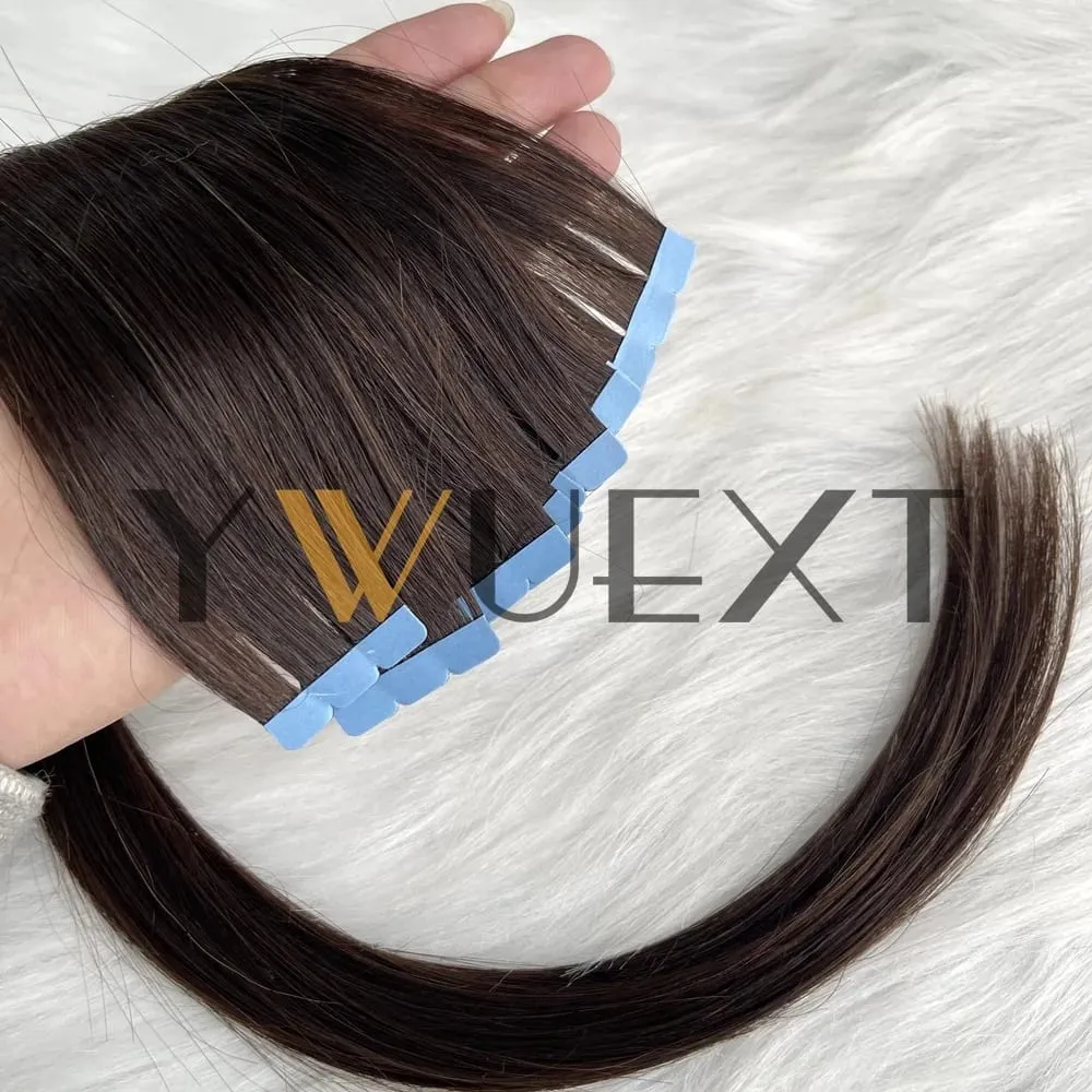 Mini Tape in Human Hair Extensions 12"-20" Straight Natural Black 1B# Machine Made Remy Hair 10pcs/pack Invisible Tape Hair for Women Black Friday — image 11