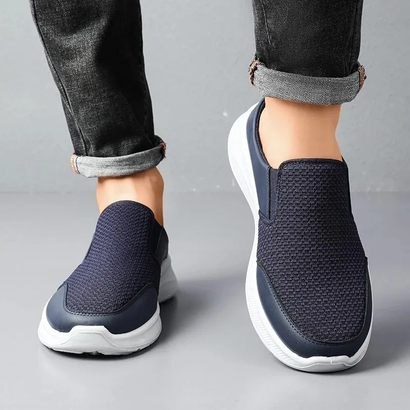 Pull-on Dual Wear Åndbar Grid Strik Walking Mules Integreret Elastisk Side Gore Panel Rib Segmenteret Fuldt hvidt Fodtøj — image 3