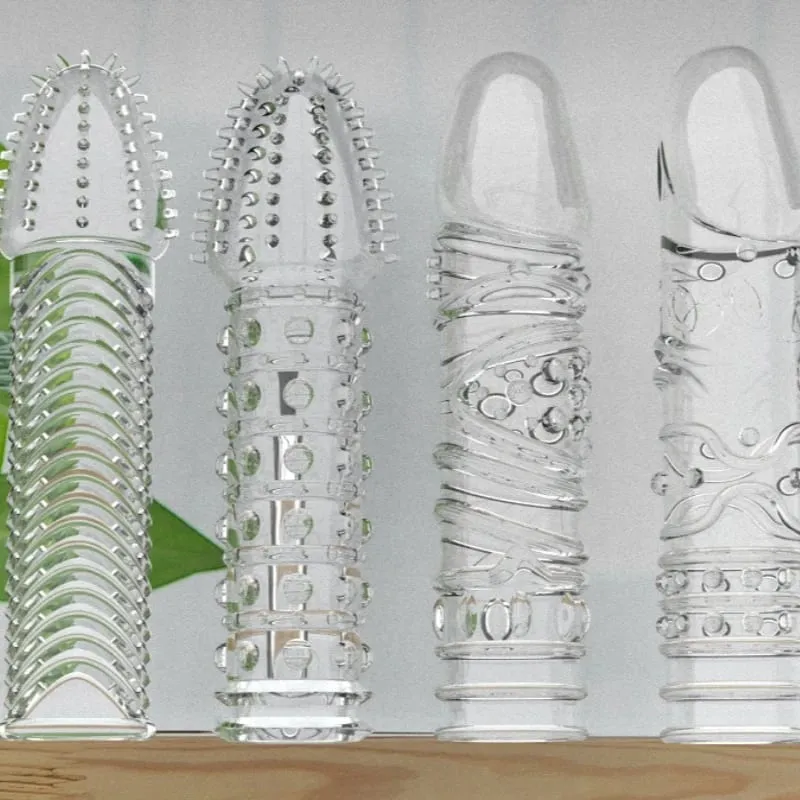 4 Types Crystal Condom Penis Enlargement Sleeve Retarded Ejaculation Adult Sm Games Sex Toys for Men Couples — image 6