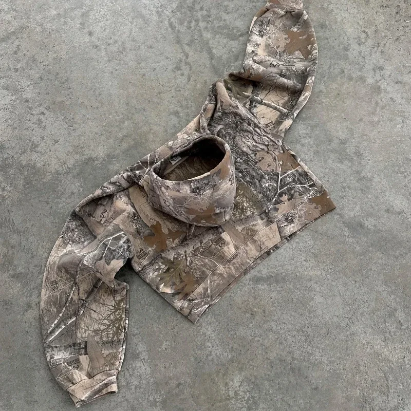 Y2K Retro Hoodie Men Printed Camouflage Pattern Pullover Sweatshirts High Street Hip Hop Streetwear Oversized Unisex Camo Hoodie — image 3