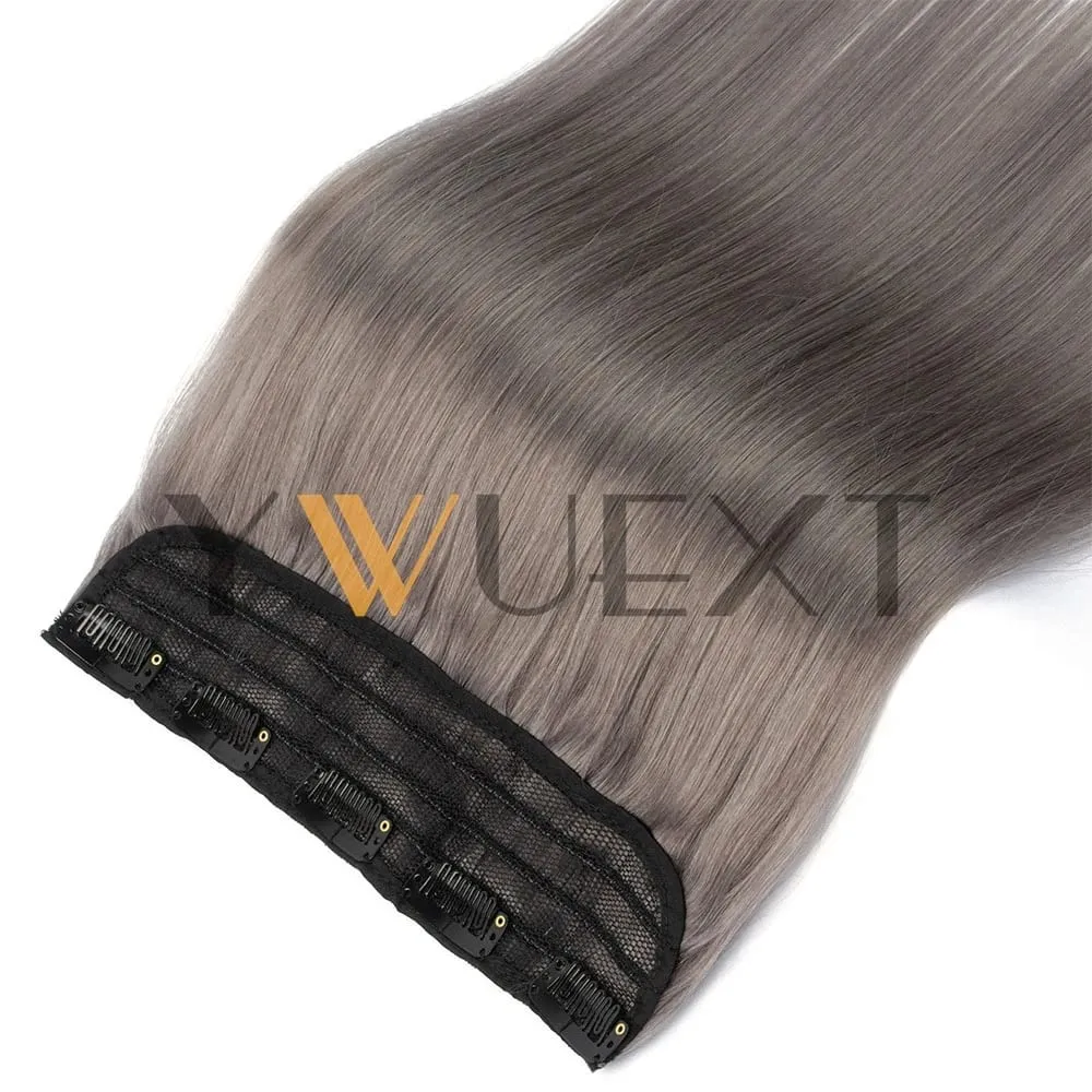 Light Weight Clip in Human Hair One Piece Fancy Colors 9 inches Width with 5 Clips Natural Straight Clip in Hairpiece 12''-20''