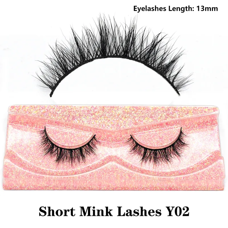 Demi-cils naturels 3D en vison, courts, duveteux, vaporeux, bande croisée, doux, Extension, maquillage — image 21