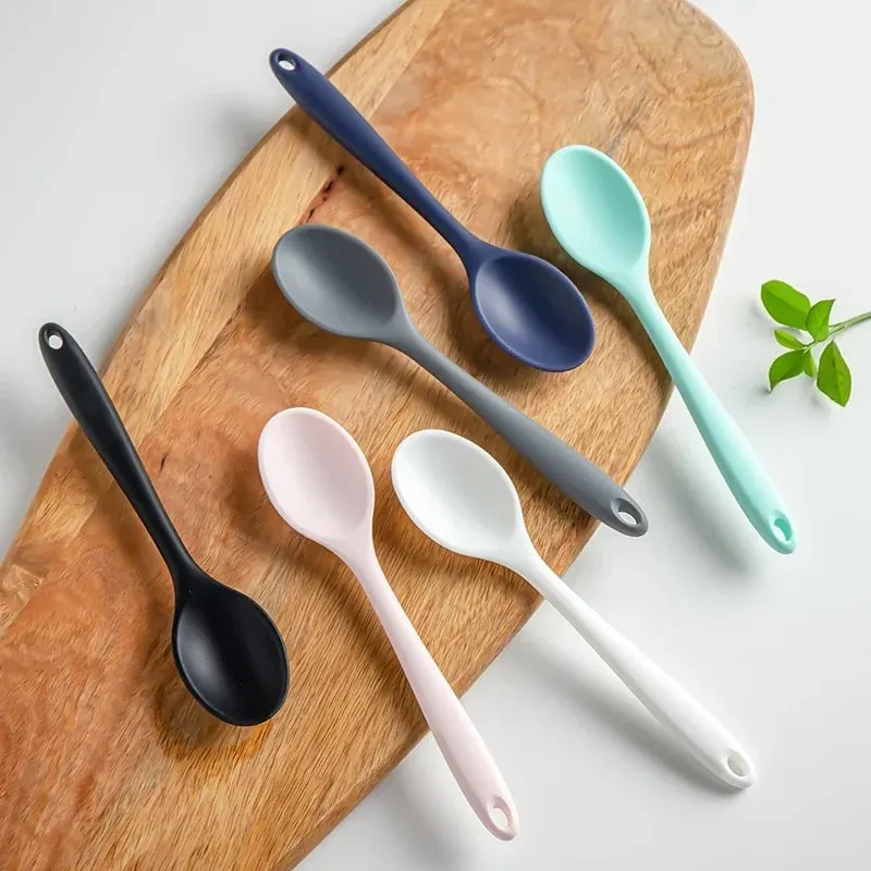 3pcs Silicone Spoon Mixing Soup Spoons Kitchen Mixing Ladle Cooking Utensils Kitchenware Tool for Stirring and Serving — image 3