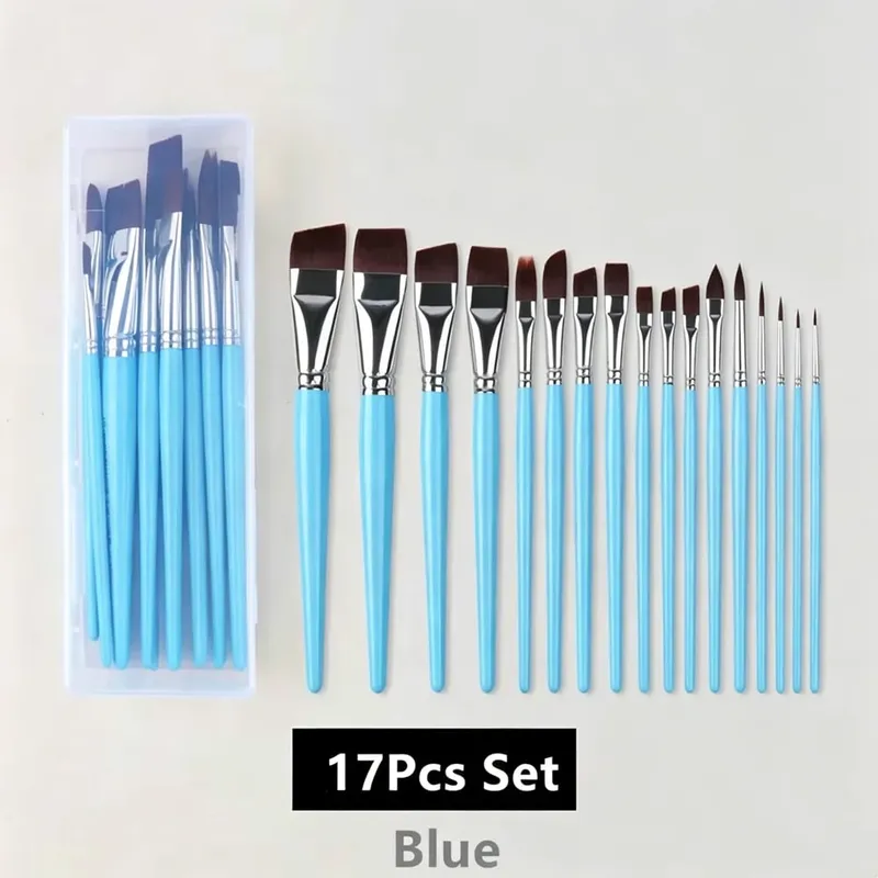 17 Pcs Multi-functional Face Body Paint Brushes Art Watercolor Painting Makeup Tool Make Up Brush Kit with Portable Storage Box — image 7