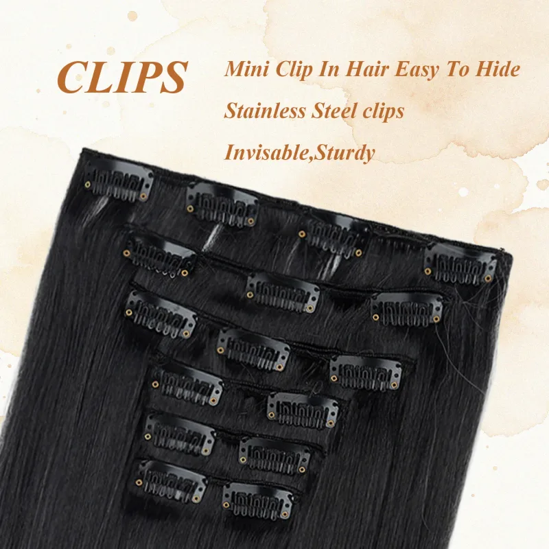 6 ks 24palcových Ombre Color Clip-in prodloužení vlasů Dlouhé syntetické rovné příčesky Vrstvené měkké neviditelné Clip In prodloužení — image 4