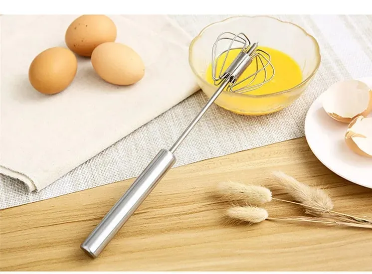 Household Semi-Automatic Rotating Egg Beater Stainless Steel Turning Cream Utensils Whisk Manual Mixer Kitchen Egg Tool — image 10