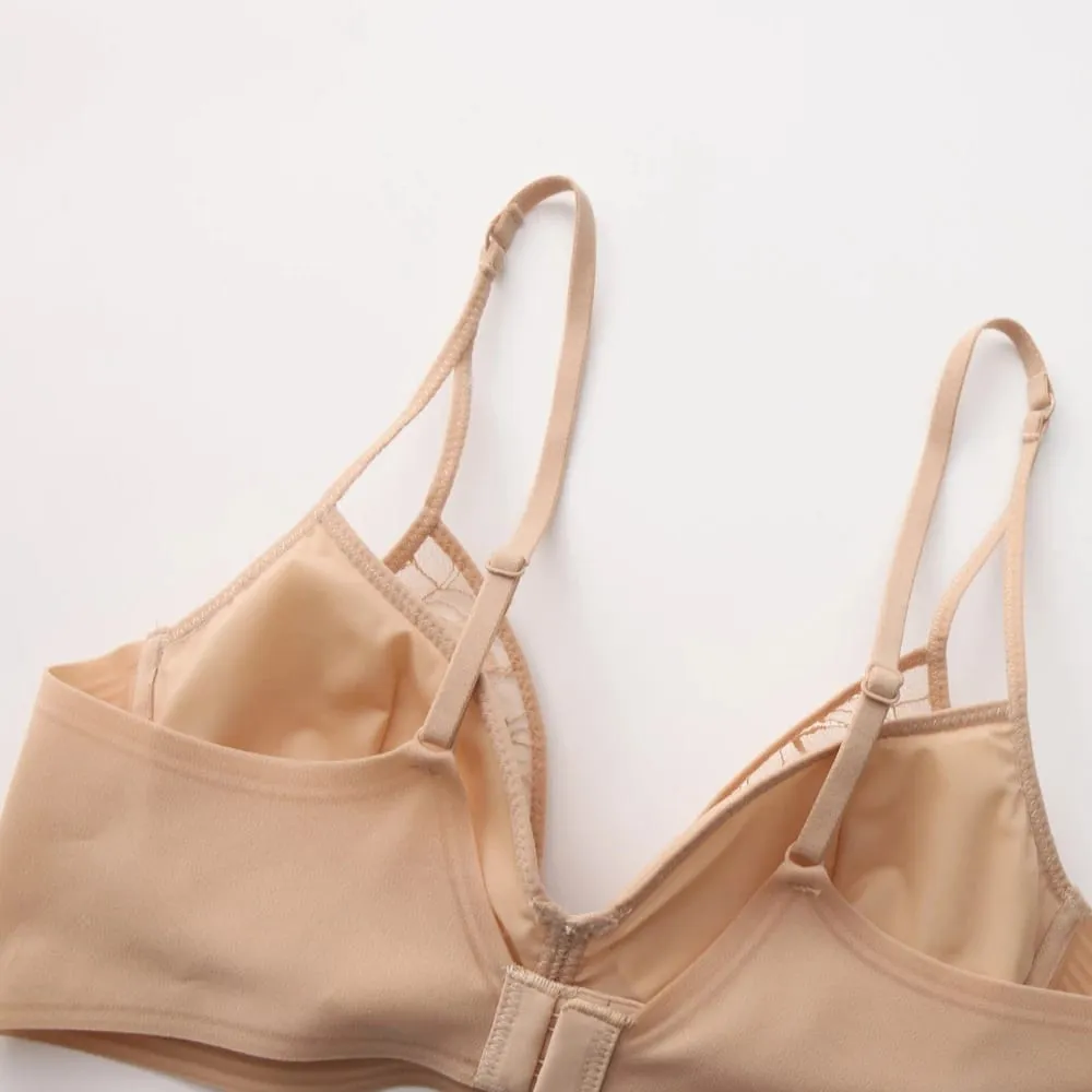 Sexet lingerisæt til kvinder stil Tyndt kontrast blonde patchwork Push-Up trådløs bh med dobbelte skulderstropper til lille buste — image 6