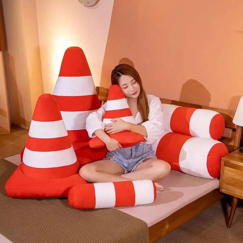 Plush Toy Simulation Traffic Cone Road Construction Cone Sign Roadblock Simulation Toy Set Safety Soft Cushion Pillow — image 7