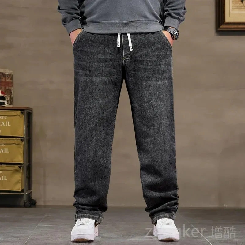 plus size jeans men loose straight autumn man high elasticity father trousers 44 46 48 jeans for men 7XL 6XL 5XL 8XL — image 3