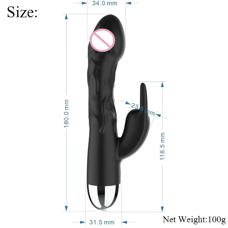 Obrovský silikonový vibrátor Dildo Rabbit pro ženy Stimulační masáž klitorisu Bodový vibrátor G 10 rychlostí Sexuální hračky pro dospělé — image 8