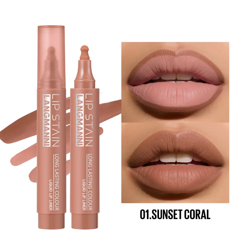 Lip Stain Flüssiger Lipliner-Markierungsstift, langlebig, wasserdicht, matt, hochpigmentiert, nacktes Lippenkontur-Make-up für Frauen — image 12