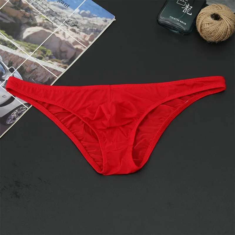Summer Men's Breifs Sexy Underwear Ice Silk Briefs Ultra-thin Transparent Breathable Comfortable Low Waist Underpants MU093 — image 4