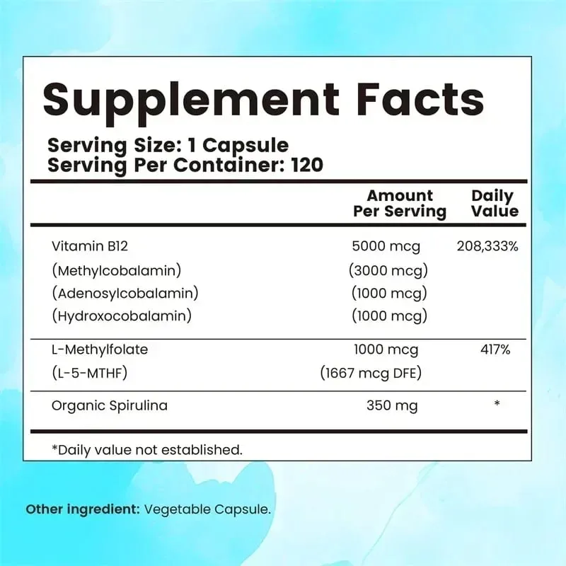 Vitamin B12 - Promotes Brain Health Boosts Cellular Energy Improves Mood Maintains Mental Clarity and Increases Energy