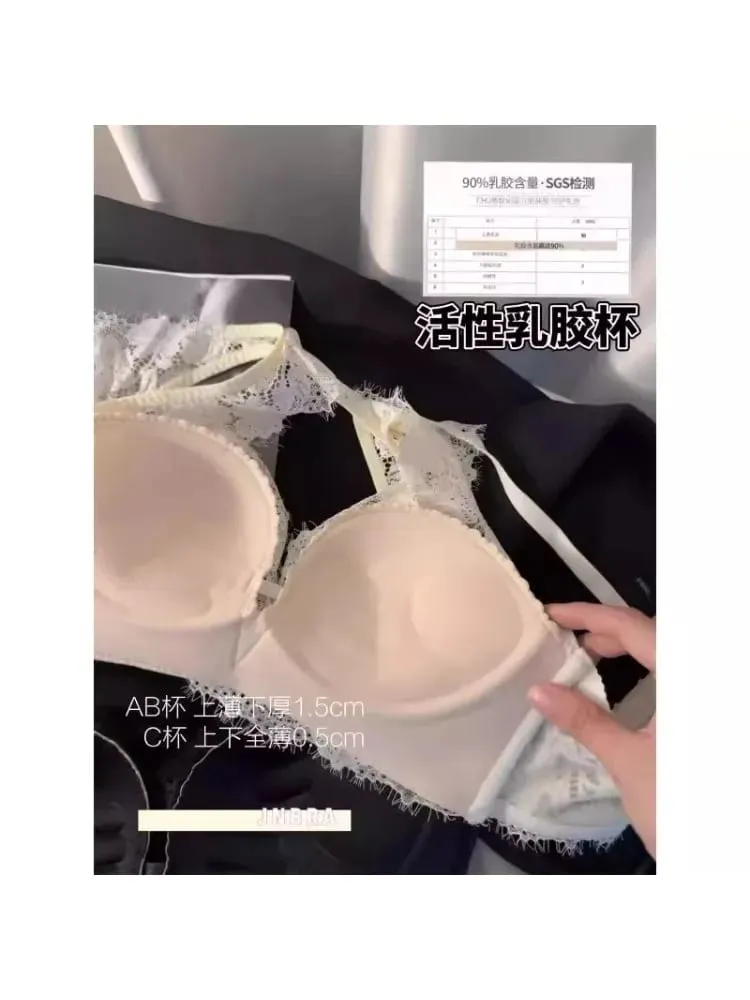 Spanish Lace Lingerie Set VS-Inspired Halter Bra Small Busts Anti-Droop Slimming Support Pure Winter Comfort Bralette — image 6