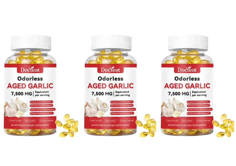 Geurloos verouderd knoflookextract 7500 mg equivalent 60 softgels - Immuunondersteuning Hartgezondheid Antioxidantsupplement voor volwassenen — image 8