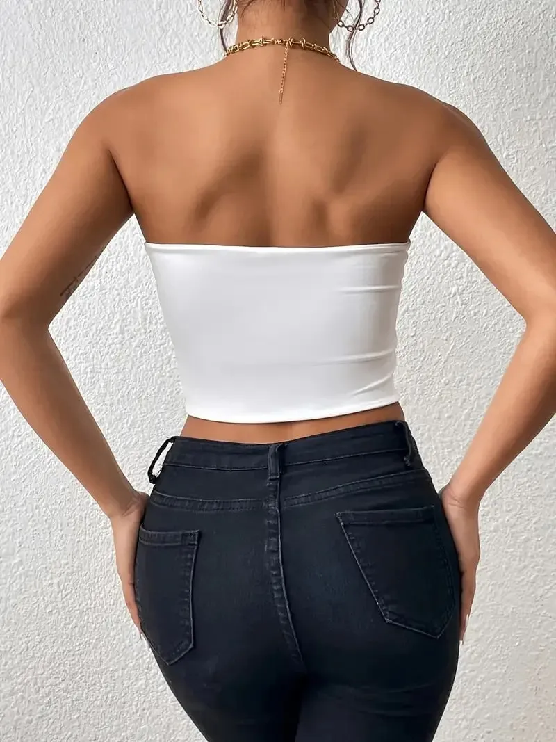 Women's Sexy Solid Stretchy Bodycon Crop Tube Top - Casual Every Day Tops for Stylish Comfort — image 2