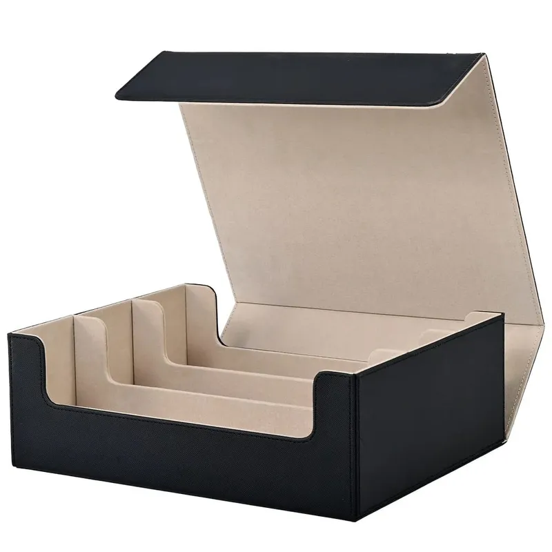 Trading Card Storage Box Can Hold 1800+ Single Decks Magnetic Closure PU Leather Card Box Fits for TCG Yugioh Cards
