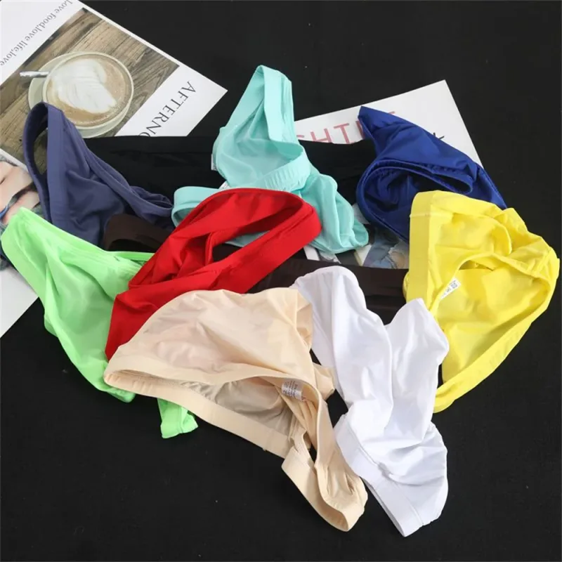 2Pcs Sexy Ice Silk Briefs Men Bulge Pouch Plus Size Underwear Hombre Ropa Interior Ultra Thin Panties Plus Size — image 8