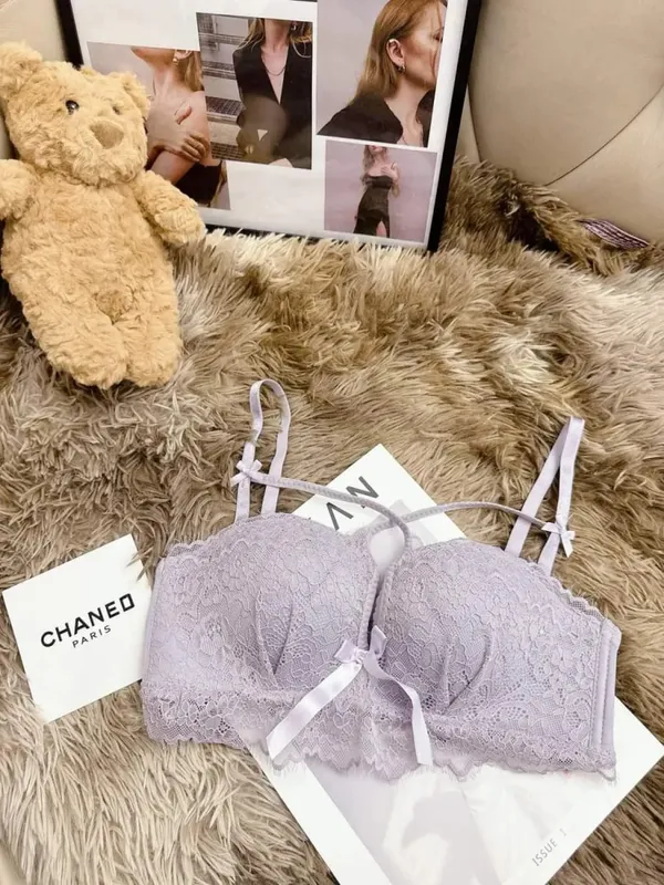 Push Up Bra for Small Bust - French Chic Lace Bralette Set Wireless Comfort Support Anti-Sag Underwear for Petite Women — image 11