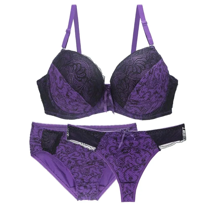 Nouvell Seamless Push Up Bra Sets For Women 3 Piece Underwear BCDEF Cup Beige Black Blue Purple Red White Plus Size Lingerie — image 1