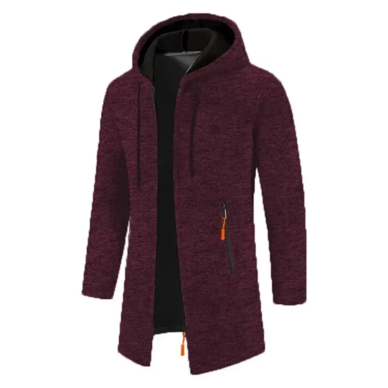 Novo masculino manga longa camisola com capuz para homens com zíper sweatshirts oversize streetwear quente cor sólida outono jaqueta com capuz — image 13