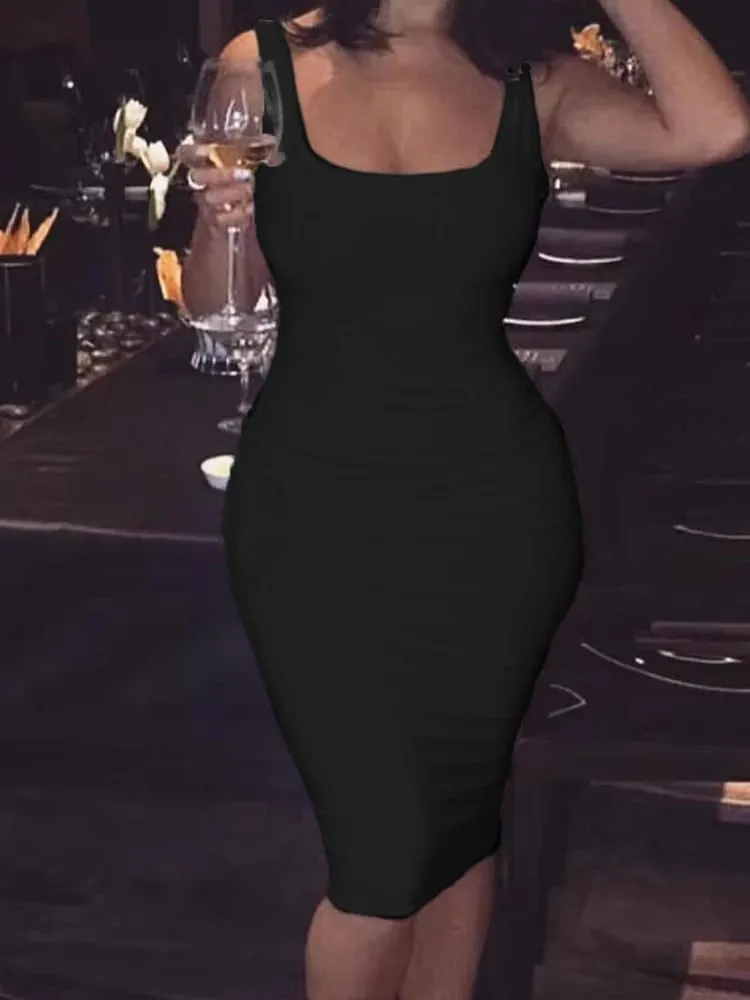 2024 Summer Sexy Tank Top Dress European and American Plus Size Solid Color Women's Sleeveless Mini Dress — image 2