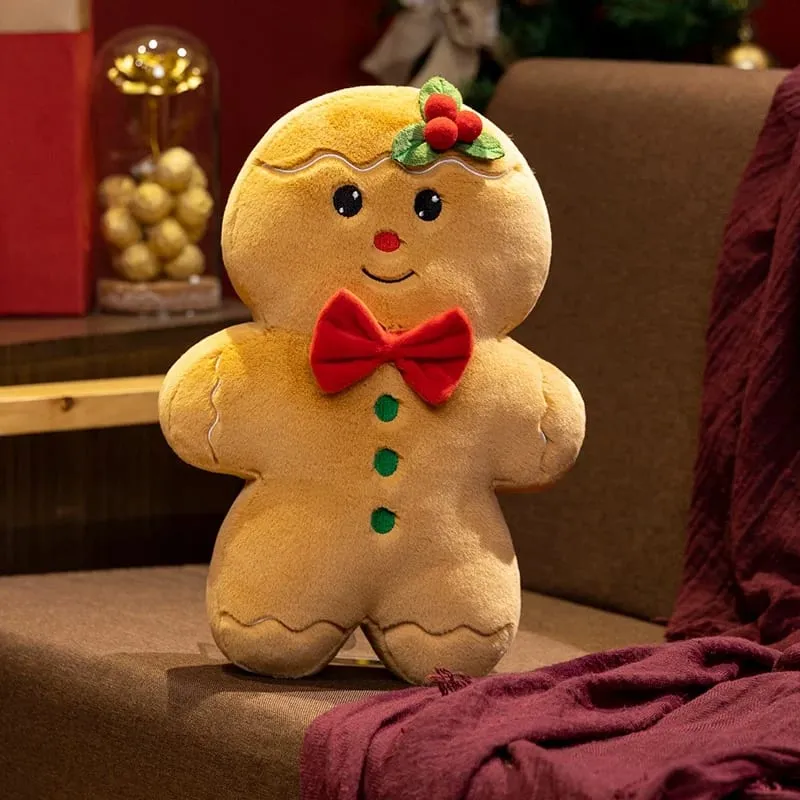 1PC happy Christmas Ginger Bread Snowman Plushie Plush Pillow Stuffed Cabin House Xmas Tree Party Decor Doll — image 7