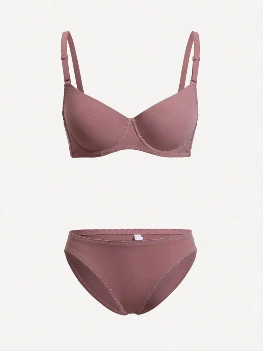 Viomisha Solid Underwire Lingerie Set Women Push Up Bra with Steel Ring Fashion Women Underwear Panty Everyday Bras Set — image 2